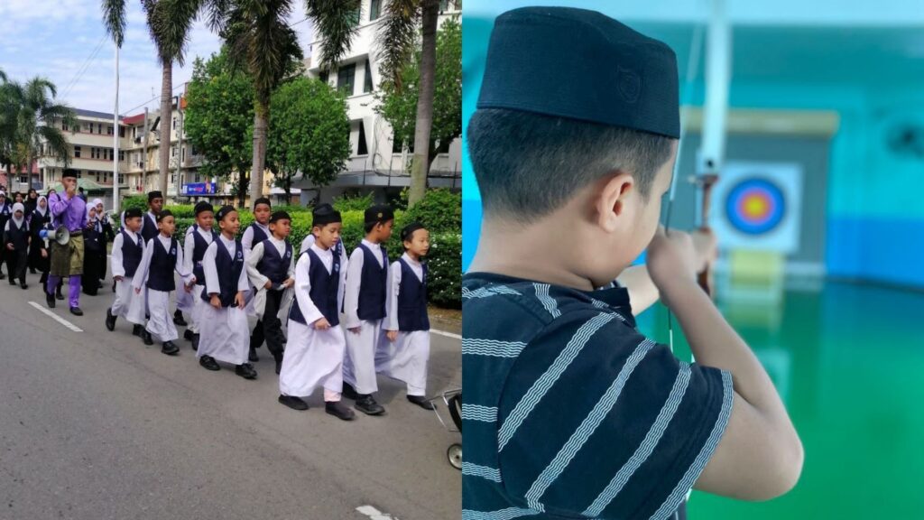 Memberi contoh aktiviti berasaskan agama seperti memanah dari Kem Cuti Sekolah (K.I.D.S.) dan Murid-murid mengikuti perarakan Maulidurrasul peringkat negeri Sabah.